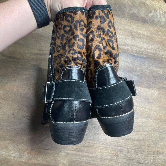 Kelsi‎ Dagger Western Ankle Boot Womens Size 8.5 Leather Calf Hair Leopard - Picture 6 of 8
